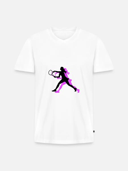 Tennis Spielerin Symbol - Männer Premium Bio T-Shirt mit V-Ausschnitt - Weiß