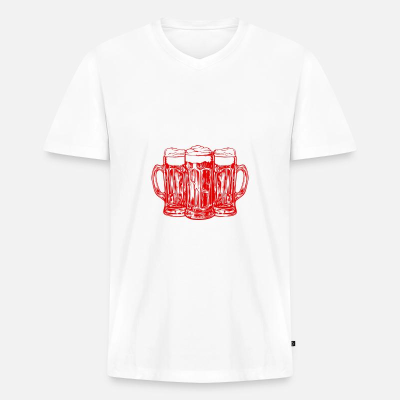 Bier Anstoßen - Männer Premium Bio T-Shirt mit V-Ausschnitt - Weiß