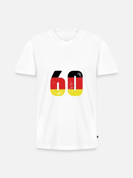 60 Numéro Jersey Allemagne - T-shirt encolure en V Premium bio Homme - blanc