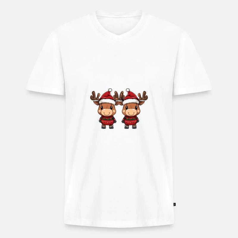 Elch Weihnachten Team - Männer Premium Bio T-Shirt mit V-Ausschnitt - Weiß