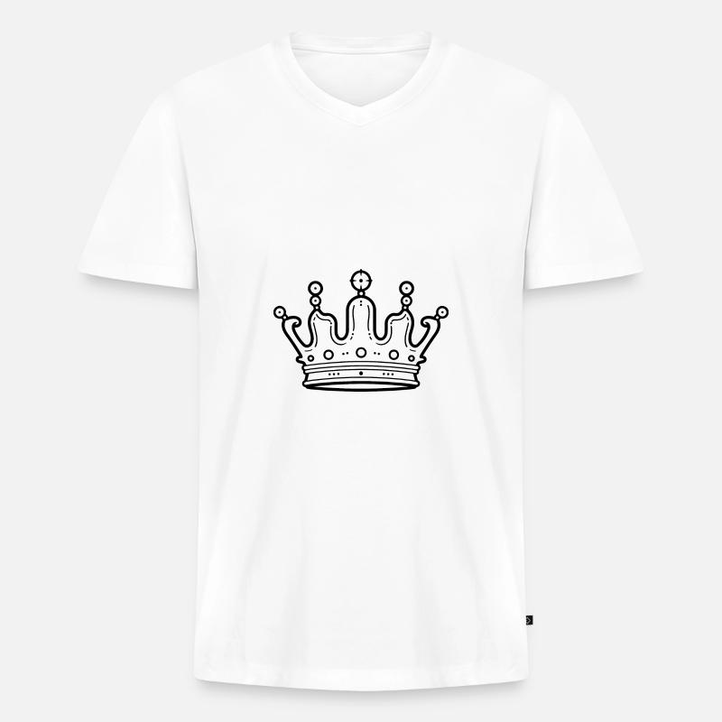 Krone Design - Männer Premium Bio T-Shirt mit V-Ausschnitt - Weiß
