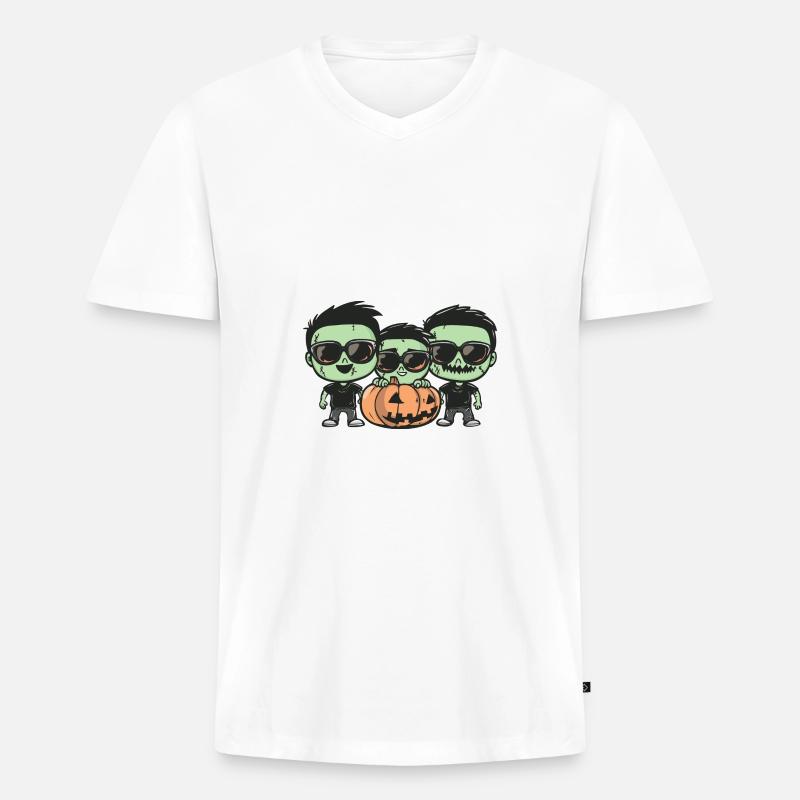 Zombies Halloween Cool - Männer Premium Bio T-Shirt mit V-Ausschnitt - Weiß