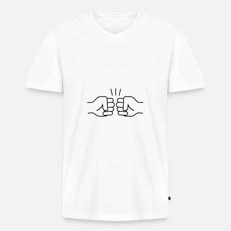 FISTBUMP - Männer Premium Bio T-Shirt mit V-Ausschnitt - Weiß
