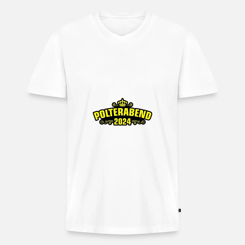 Polterabend 2024 - Männer Premium Bio T-Shirt mit V-Ausschnitt - Weiß