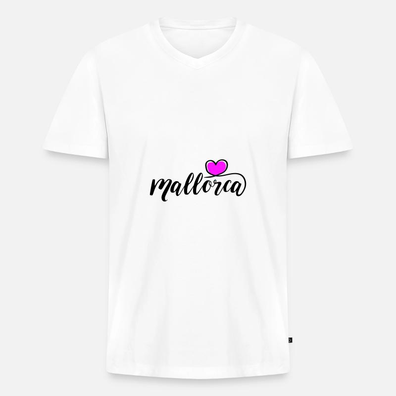 Mallorca Herz - Männer Premium Bio T-Shirt mit V-Ausschnitt - Weiß