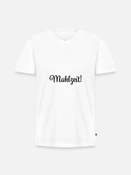 mahlzeit - Männer Premium Bio T-Shirt mit V-Ausschnitt - Weiß