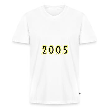 Année 2005 Anniversaire - T-shirt encolure en V Premium bio Homme - blanc - Devant - Nico (187cm)
