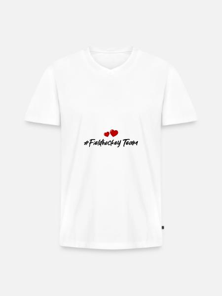 fieldhockey team herz - Männer Premium Bio T-Shirt mit V-Ausschnitt - Weiß