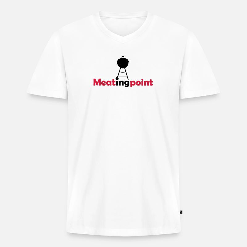 Meatingpoint Grill - Männer Premium Bio T-Shirt mit V-Ausschnitt - Weiß