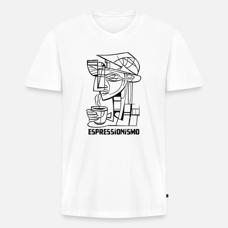 Espressionismus - Espresso - Kaffee trinken - Männer Premium Bio T-Shirt mit V-Ausschnitt - Weiß