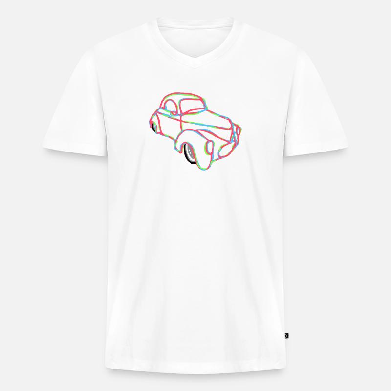 Willys Coupé - Männer Premium Bio T-Shirt mit V-Ausschnitt - Weiß