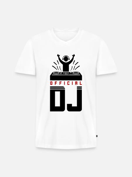 DJ Spruch Turntables - Männer Premium Bio T-Shirt mit V-Ausschnitt - Weiß