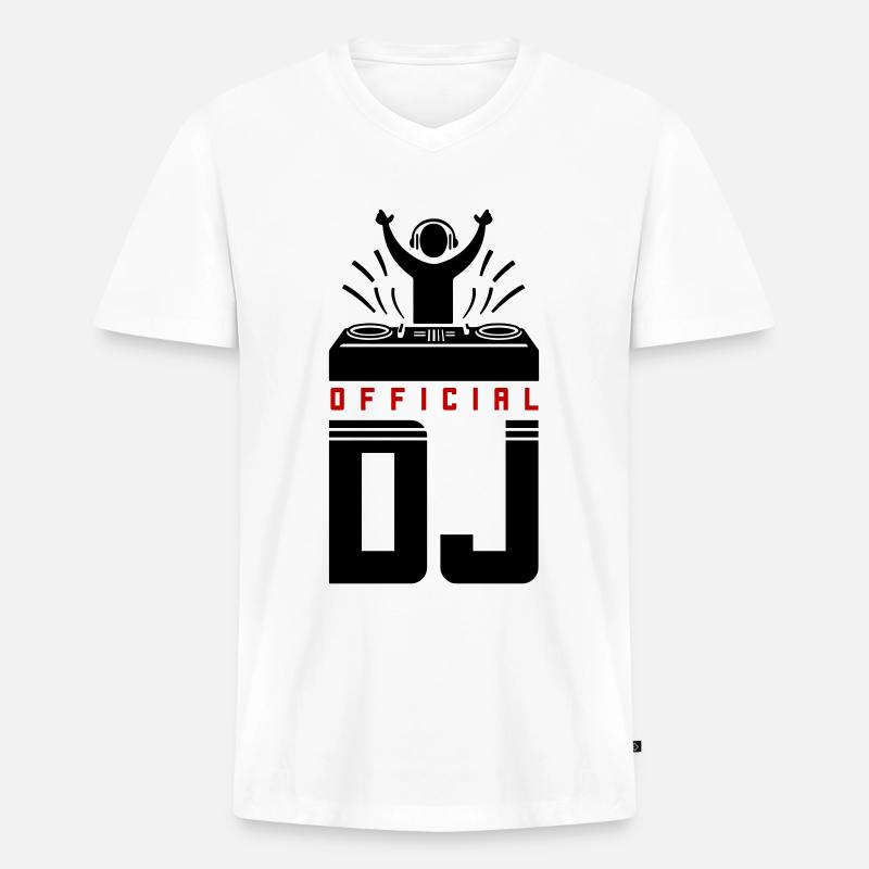 DJ Spruch Turntables - Männer Premium Bio T-Shirt mit V-Ausschnitt - Weiß