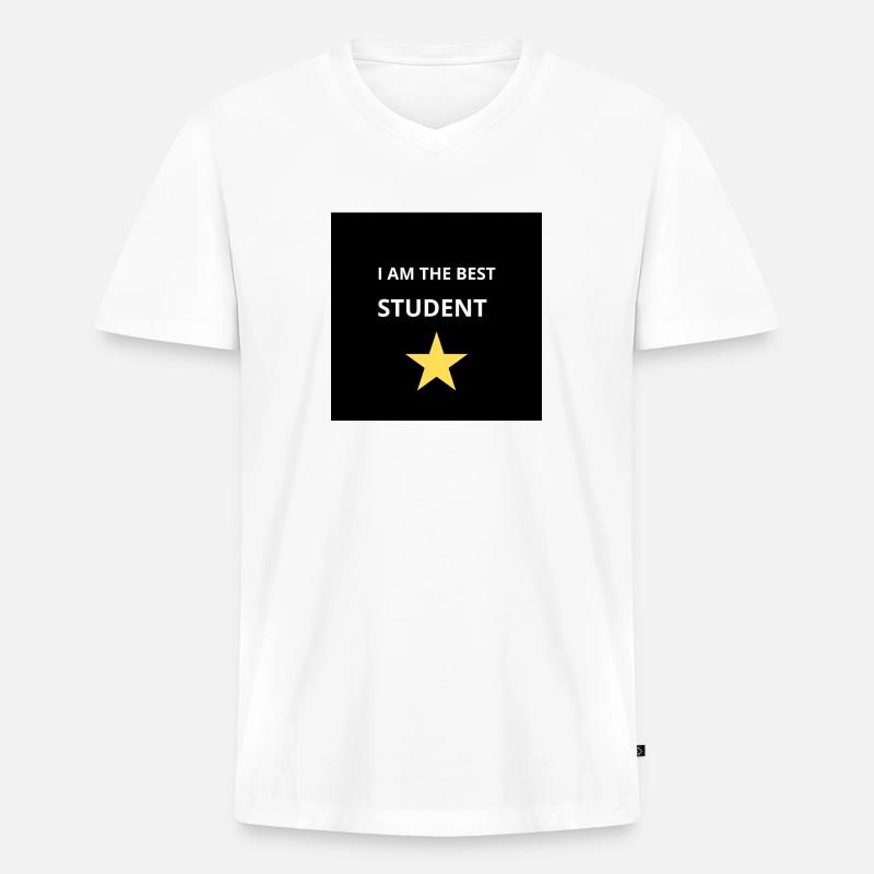Beste Studentin - Männer Premium Bio T-Shirt mit V-Ausschnitt - Weiß