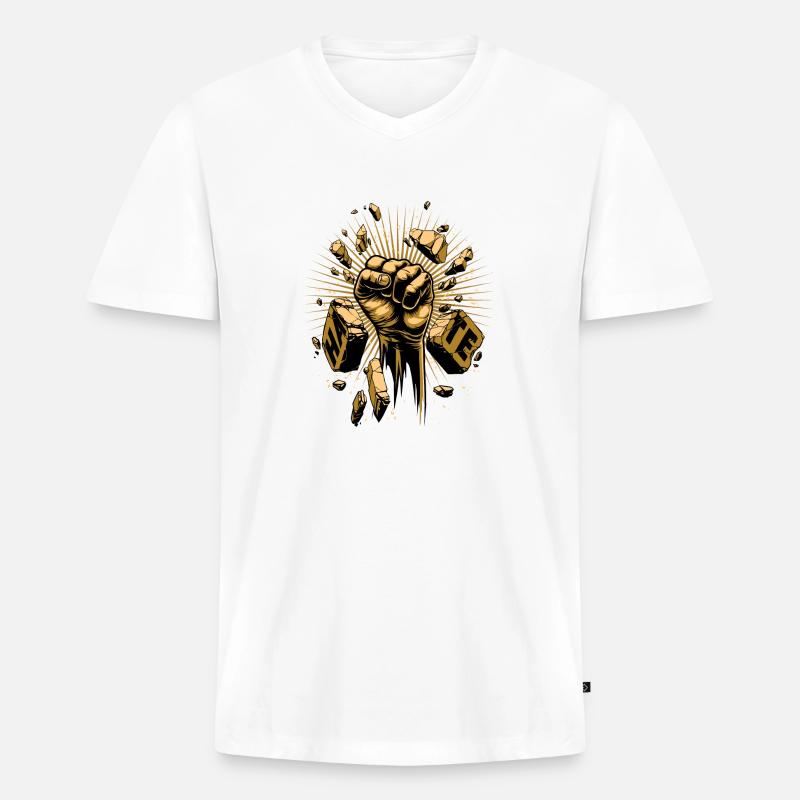 Bekämpfe den Hass - Männer Premium Bio T-Shirt mit V-Ausschnitt - Weiß