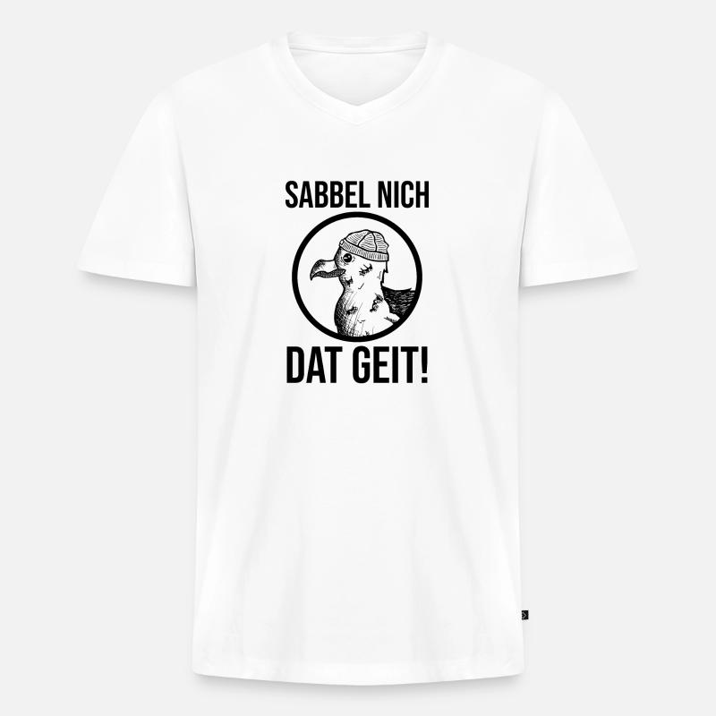 Sabbel nich dat geit Möwe - Männer Premium Bio T-Shirt mit V-Ausschnitt - Weiß
