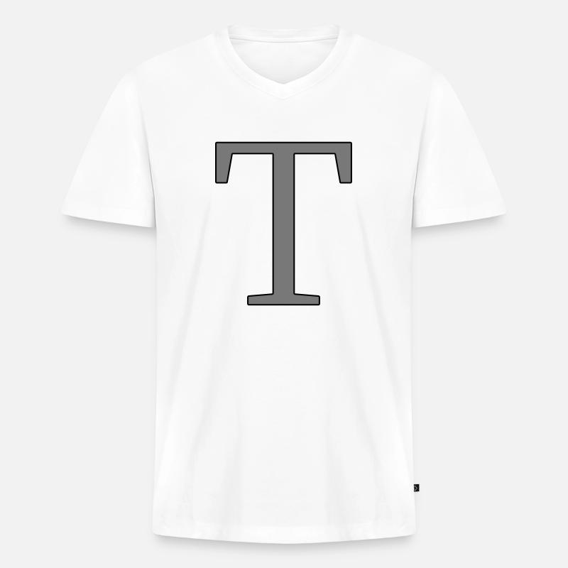 Buchstabe T Anfangsbuchstabe - Männer Premium Bio T-Shirt mit V-Ausschnitt - Weiß