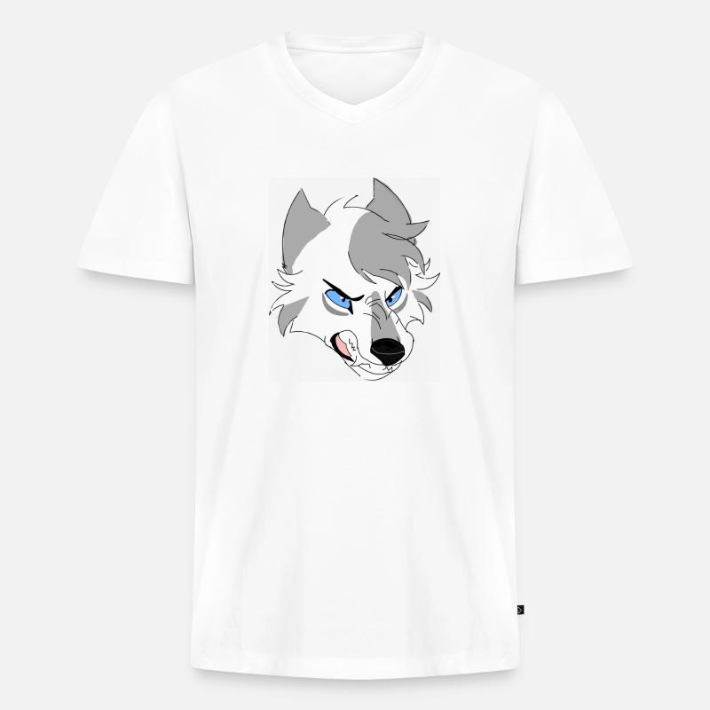 Aggressiver Wolf - Männer Premium Bio T-Shirt mit V-Ausschnitt - Weiß