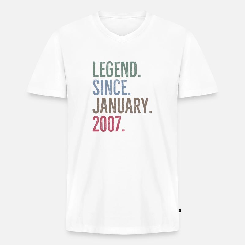 Legende seit Januar 2007 - Männer Premium Bio T-Shirt mit V-Ausschnitt - Weiß