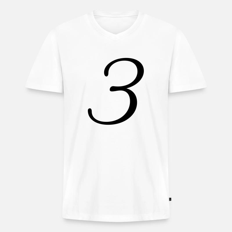 3 - Männer Premium Bio T-Shirt mit V-Ausschnitt - Weiß