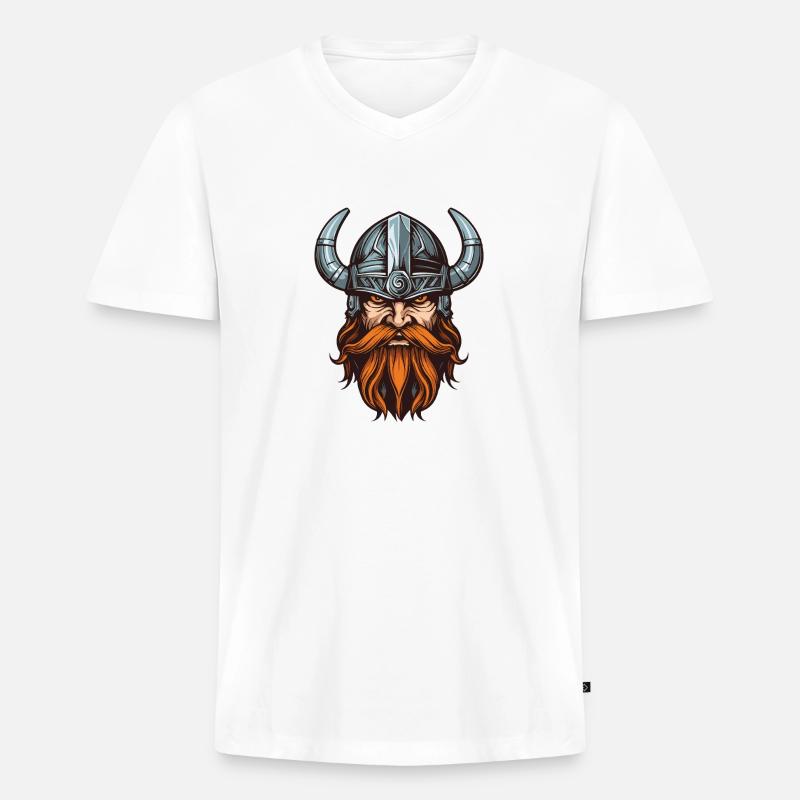 Wikinger Krieger Valhalla Odin - Männer Premium Bio T-Shirt mit V-Ausschnitt - Weiß