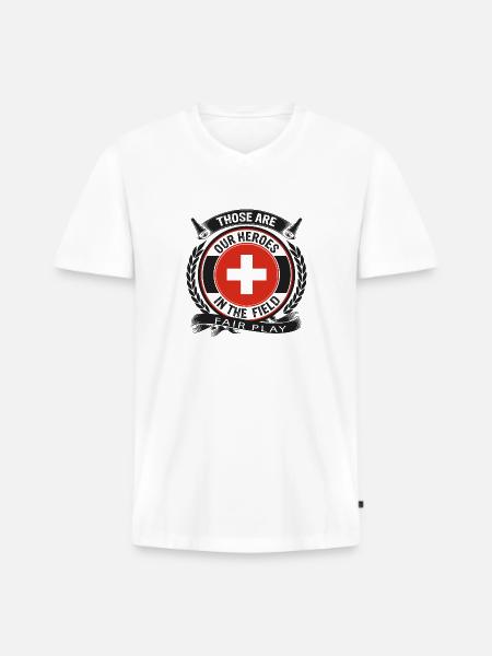 Suisse - T-shirt encolure en V Premium bio Homme - blanc