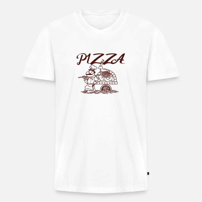 Pizzeria Pizzabäcker Pizza - Männer Premium Bio T-Shirt mit V-Ausschnitt - Weiß