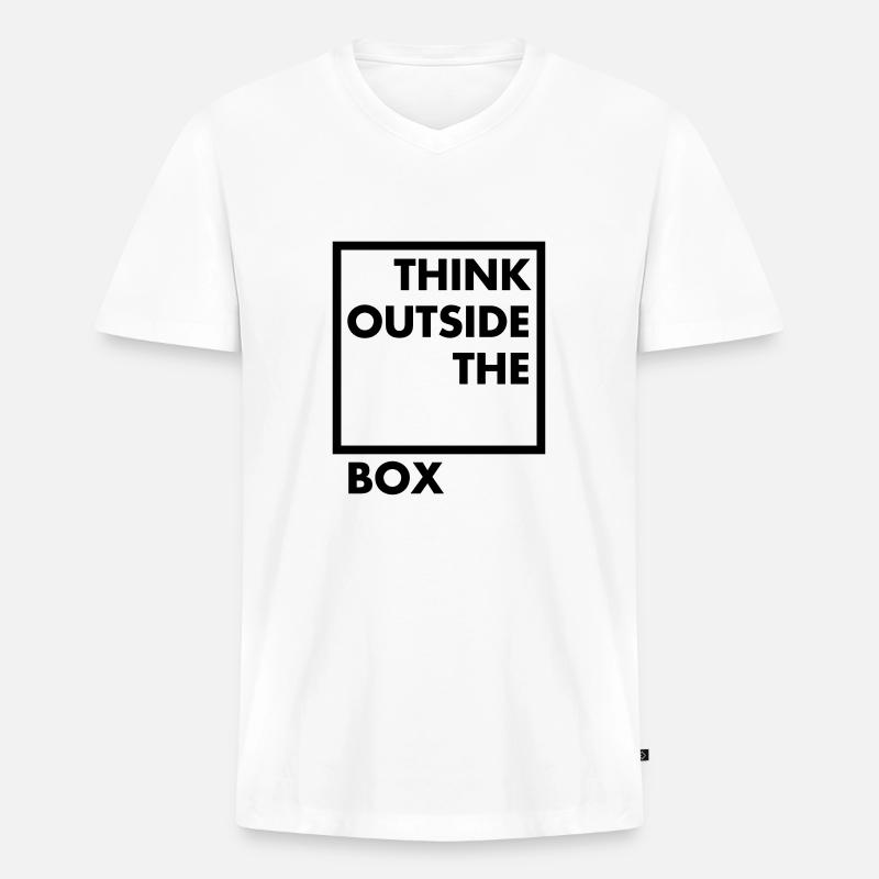 Think outside the box - Männer Premium Bio T-Shirt mit V-Ausschnitt - Weiß