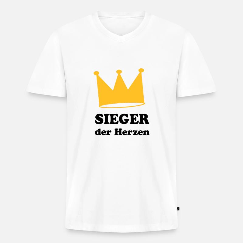 Sieger der Herzen - Männer Premium Bio T-Shirt mit V-Ausschnitt - Weiß