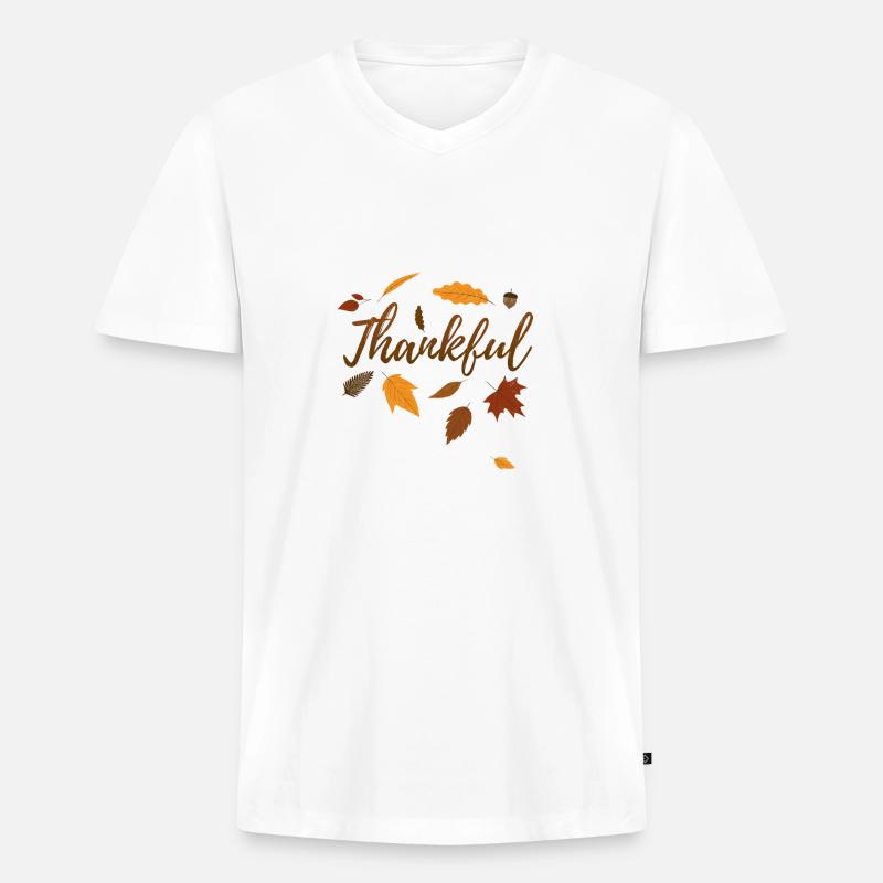 Dankbarer Herbst-Erntedankfest-Geschenk-Fall-Liebe - Männer Premium Bio T-Shirt mit V-Ausschnitt - Weiß
