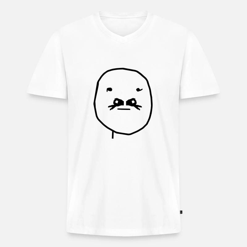 Meme-face with Hand- Hole-Mustache. What??? - Männer Premium Bio T-Shirt mit V-Ausschnitt - Weiß
