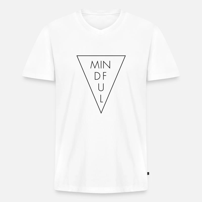 MINDFUL Dreieck Achtsamkeit - Männer Premium Bio T-Shirt mit V-Ausschnitt - Weiß