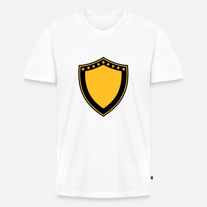 Heraldic Shield - Männer Premium Bio T-Shirt mit V-Ausschnitt - Weiß