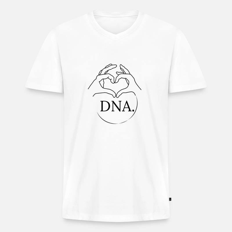 DNA 2 Hands - Männer Premium Bio T-Shirt mit V-Ausschnitt - Weiß