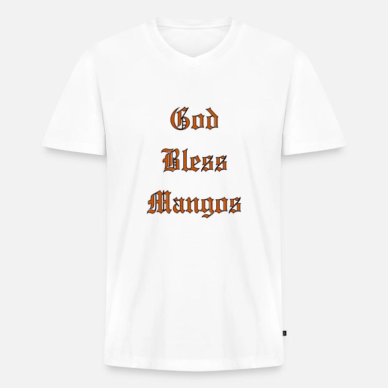 GodBlessMangos - Männer Premium Bio T-Shirt mit V-Ausschnitt - Weiß