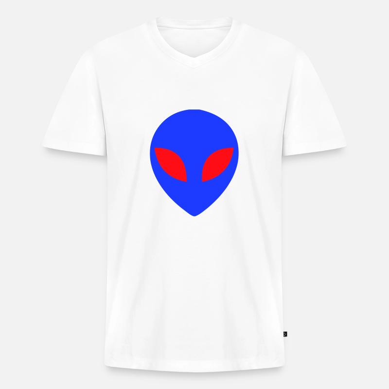 Alien - Männer Premium Bio T-Shirt mit V-Ausschnitt - Weiß