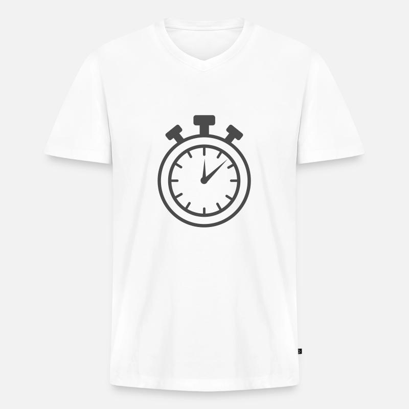 Stoppuhr - Männer Premium Bio T-Shirt mit V-Ausschnitt - Weiß
