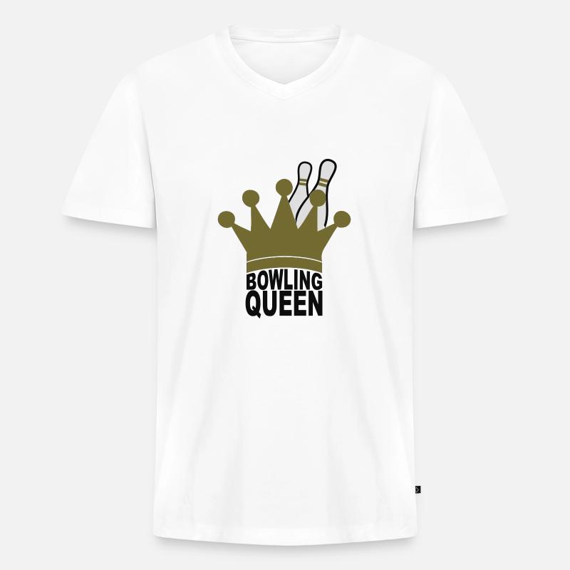 bowling queen - Männer Premium Bio T-Shirt mit V-Ausschnitt - Weiß