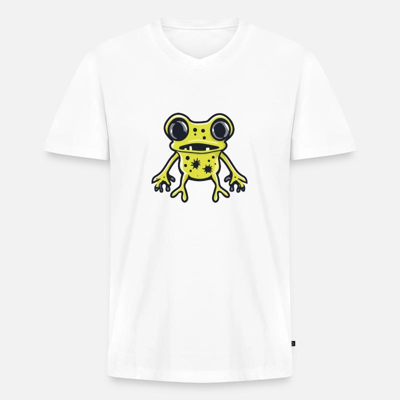 Frosch Halloween Comic Lustig - Männer Premium Bio T-Shirt mit V-Ausschnitt - Weiß