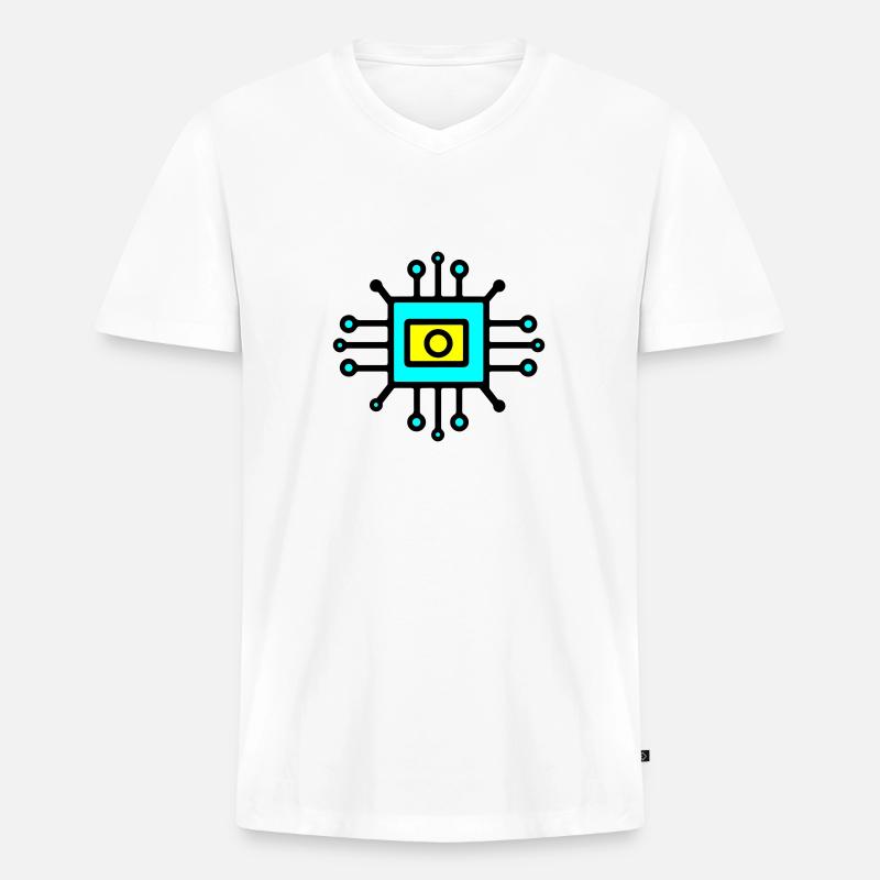 Chip Digital Computer Sensor - Männer Premium Bio T-Shirt mit V-Ausschnitt - Weiß
