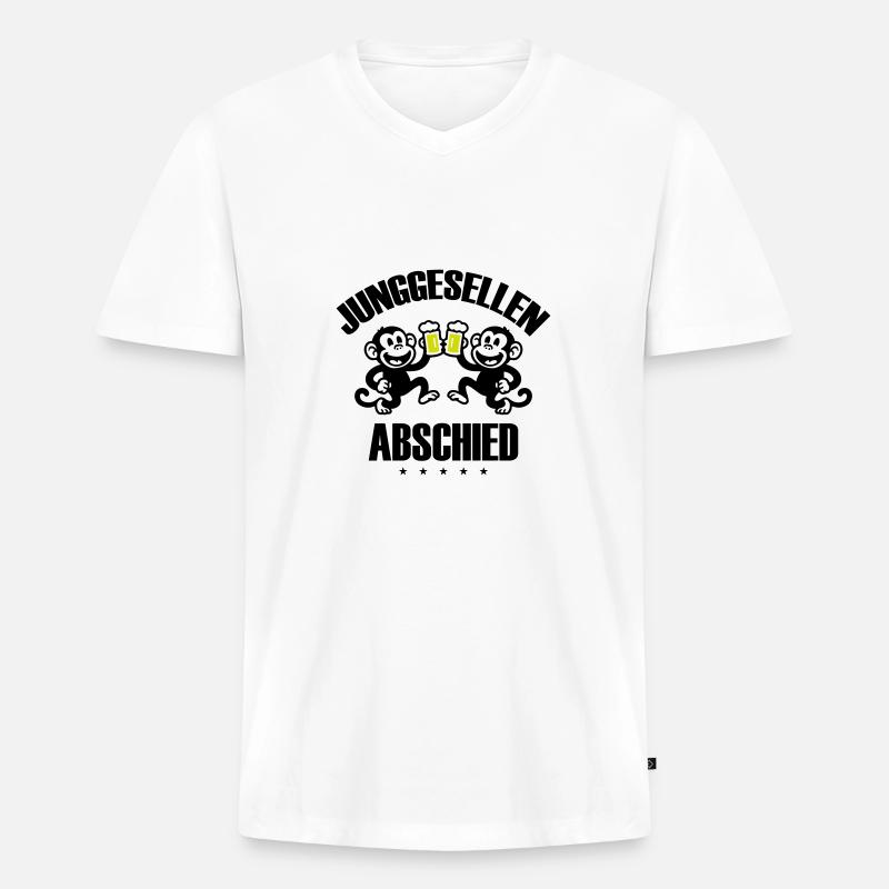 Junggesellenabschied Party Affen - Männer Premium Bio T-Shirt mit V-Ausschnitt - Weiß