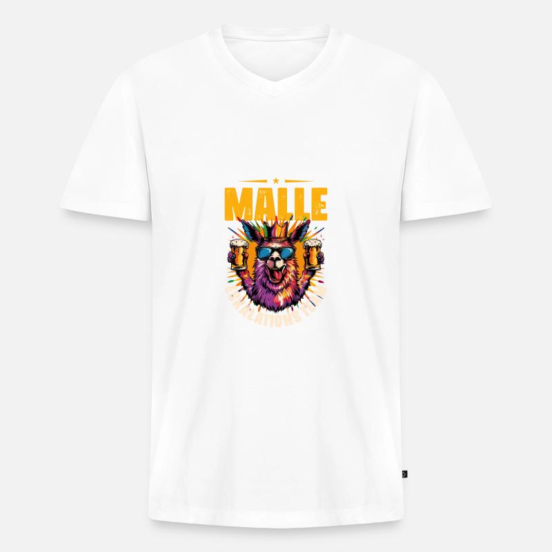Malle Eskalations Team - Männer Premium Bio T-Shirt mit V-Ausschnitt - Weiß