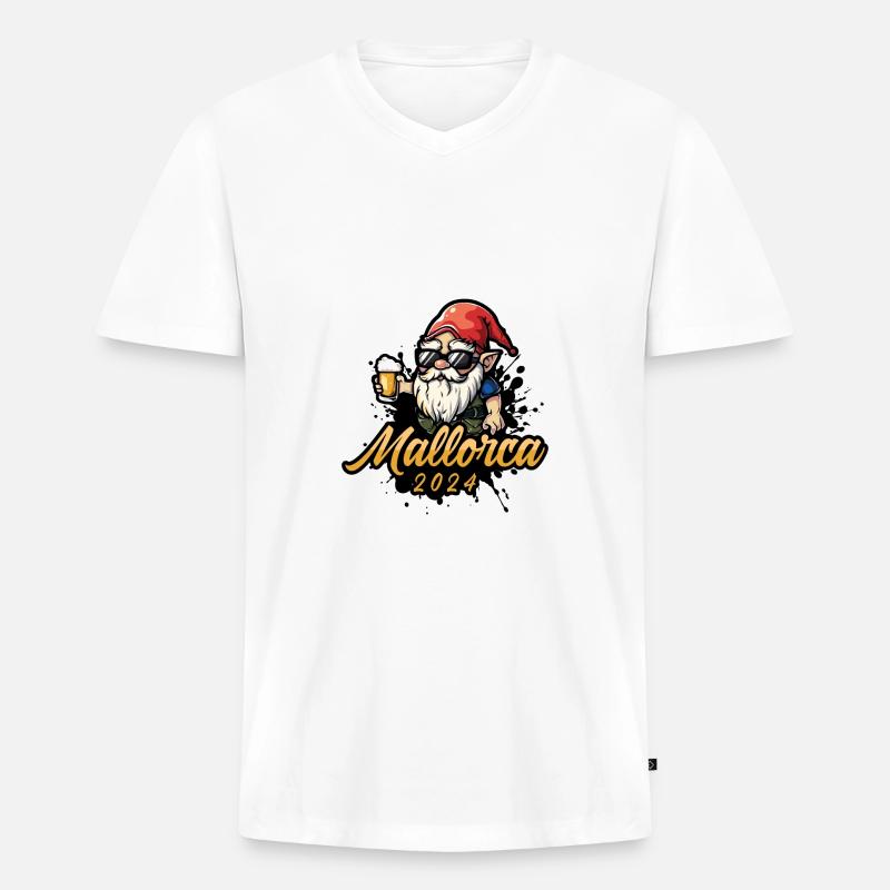 Mallorca 2024 Bier - Männer Premium Bio T-Shirt mit V-Ausschnitt - Weiß