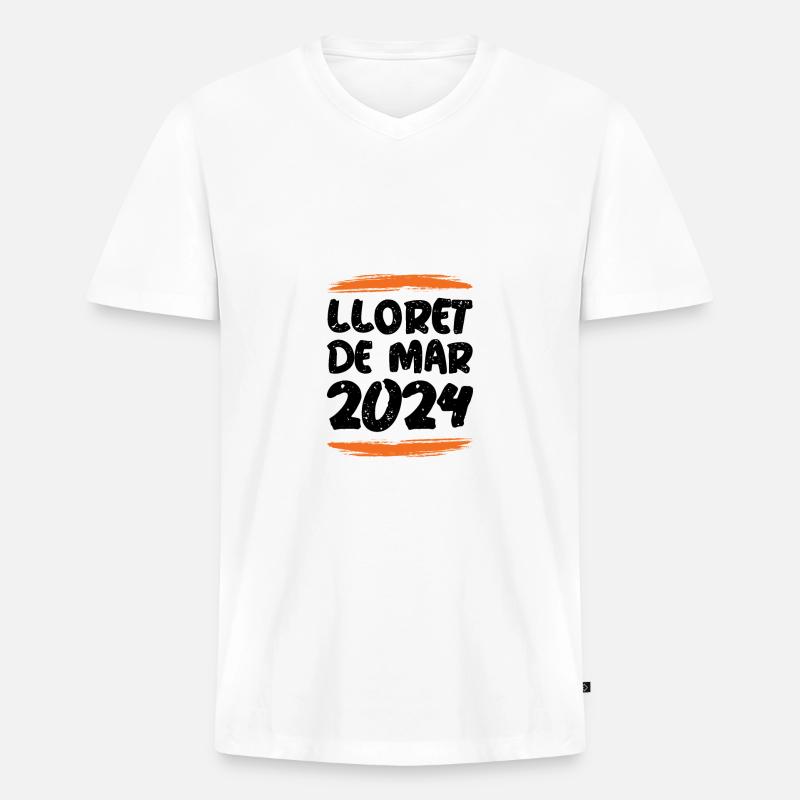 Lloret De Mar 2024 - Männer Premium Bio T-Shirt mit V-Ausschnitt - Weiß
