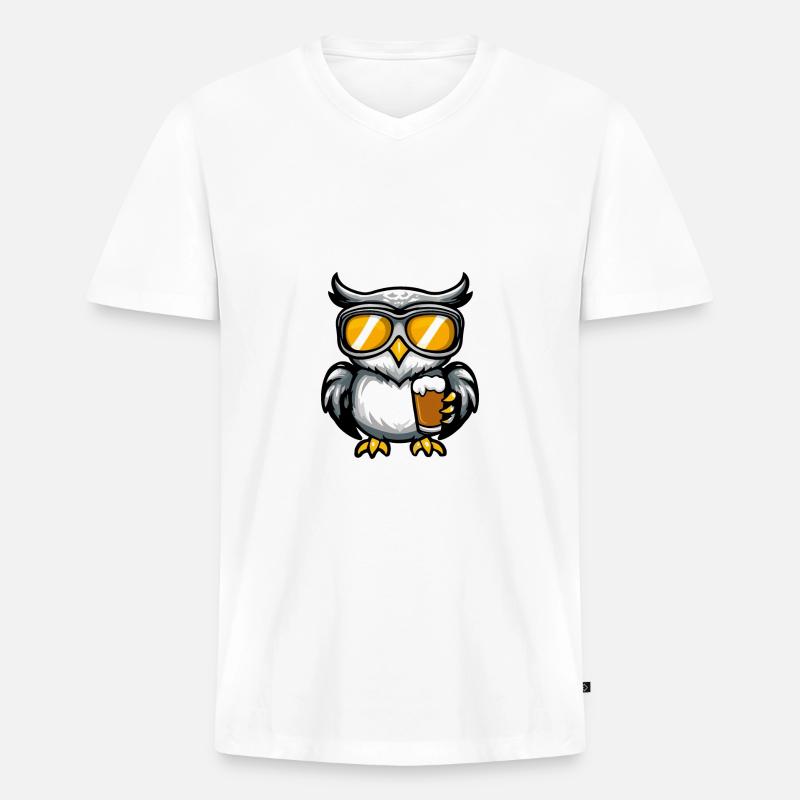 Eule Ski Bier - Männer Premium Bio T-Shirt mit V-Ausschnitt - Weiß