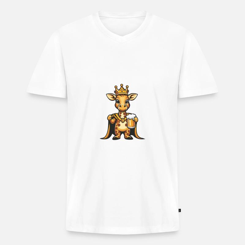 Giraffe Bier Lustig - Männer Premium Bio T-Shirt mit V-Ausschnitt - Weiß