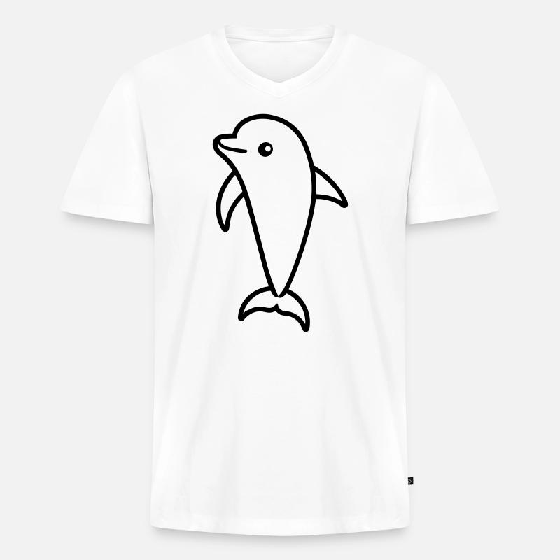 Delfin - Männer Premium Bio T-Shirt mit V-Ausschnitt - Weiß