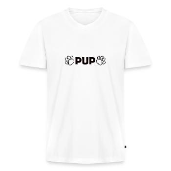 Pup Paws - Men's Premium Organic T-shirt with V-neck - white - Front - Nico (187cm)