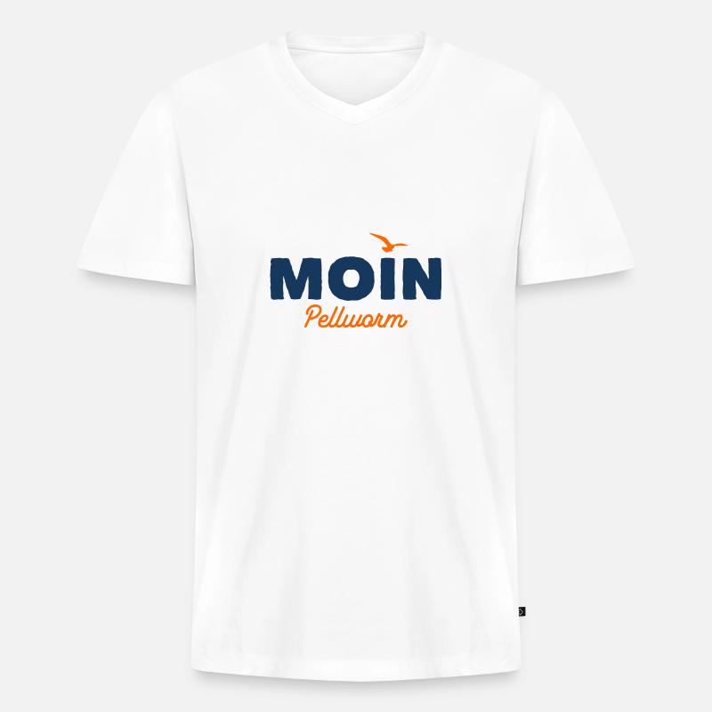 Nordsee Moin Pellworm - Männer Premium Bio T-Shirt mit V-Ausschnitt - Weiß