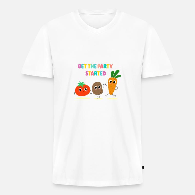 Veggie Party - Gemüseparty - Geschenkidee - Männer Premium Bio T-Shirt mit V-Ausschnitt - Weiß